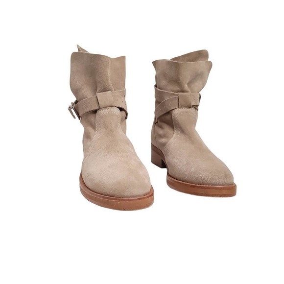 All Saints carla stud strap ankle boots in stone suede Size 39 EU/ 8 US - Picture 6 of 11